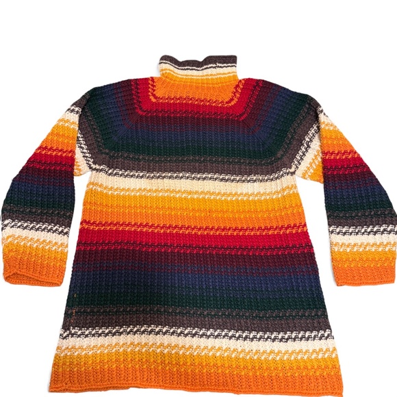 Vintage EXP Jeans No.4 Striped Mock Turtleneck Sweater Women’s Large Boho Retro - Picture 3 of 12